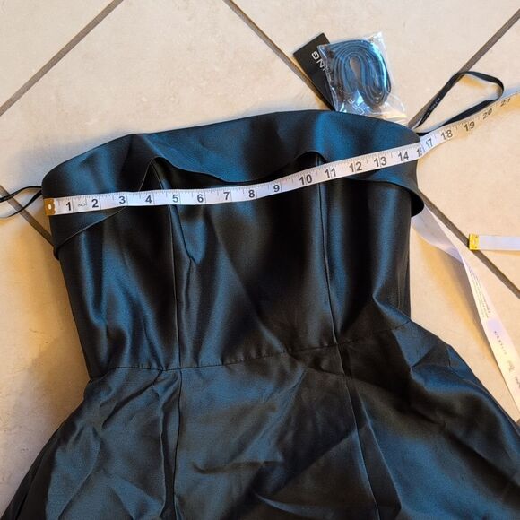 NWT Alfred Sung Sara Gown Strapless Boas Cuff Bodice Satin Dress Evergreen 8 - Picture 12 of 15